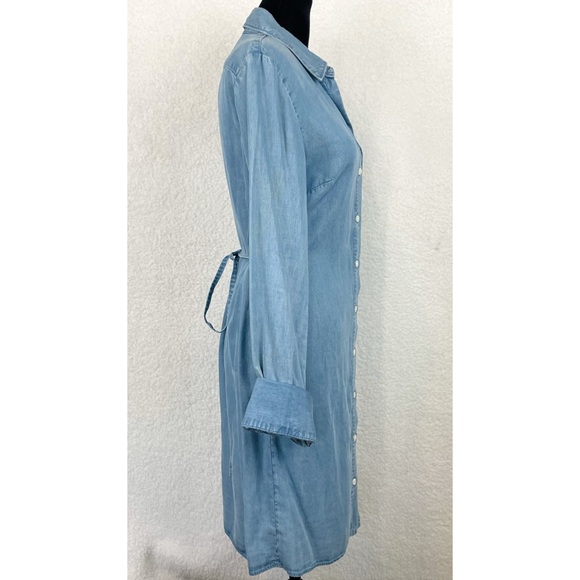 MICHAEL KORS COLLECTION • Chambray Denim Tie Waist Mini Dress - Picture 7 of 16